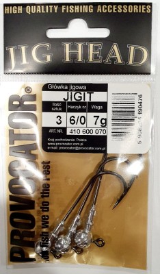 GŁÓWKA JIGOWA PROVOCATOR hak nr 6/0 waga 7g opak. 3szt