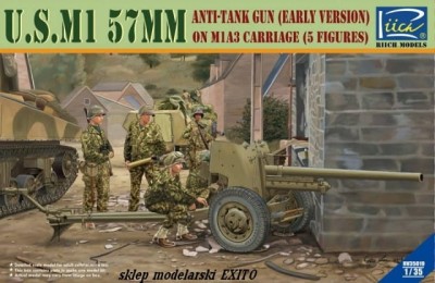RIICH 35019 1:35 U.S. M1 57mm Anti-Tank Gun Early On M1A3 Carriage w/ 5 Figures