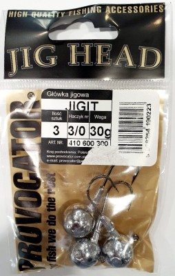 GŁÓWKA JIGOWA PROVOCATOR hak nr 3/0 waga 30g opak. 3szt