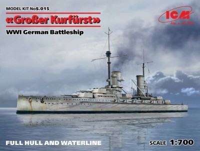 ICM S015 1:700 Groβer Kurfürst (full hull & waterline), WWI German Battleship