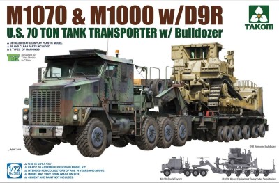 TAKOM 5002 1:72 U.S. M1070 & M1000 w/D9R U.S. 70 Ton Tank Transporter w/Bulldozer