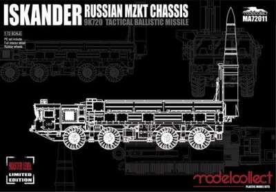 MODELCOLLECT MA72011 1:72 Russian 9K720 Iskander-M Tactical ballistic missile MZKT chassis