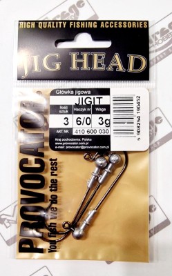 GŁÓWKA JIGOWA PROVOCATOR hak nr 6/0 waga 3g opak. 3szt