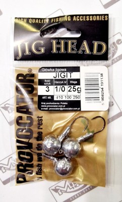GŁÓWKA JIGOWA PROVOCATOR hak nr 1/0 waga 25g opak. 3szt