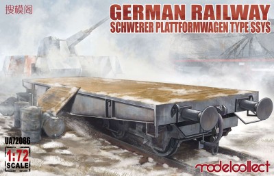 MODELCOLLECT UA72086 1:72 German Railway Schwerer Plattformwagen Type ssys 1+1 pack 