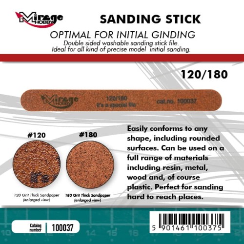 MIRAGE 100037 PILNIK SANDING STICK Double Grit [#120 &amp; #180]