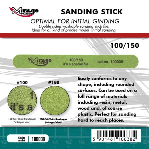 MIRAGE 100038 PILNIK SANDING STICK Double Grit [#100 &amp; #150]