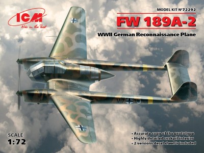 ICM 72292 1:72 FW 189A-2 WWII German Reconnaissance Plane