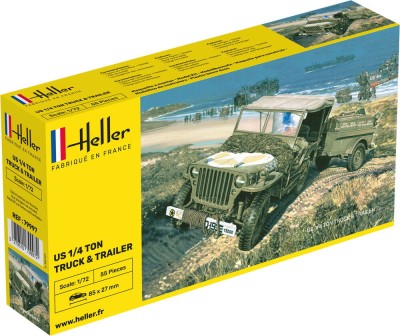HELLER 79997 1:72 US 1/4 Ton Truck & Trailer