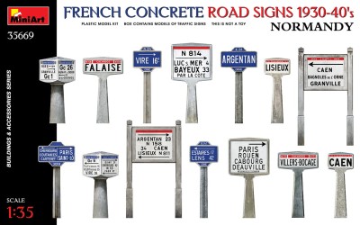 MINIART 35669 1:35 French Concrete Road Signs 1930-40's. Normandy