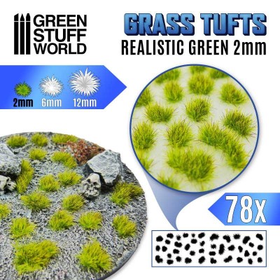GSW 2336 Grass TUFTS - 2mm REAL. GREEN