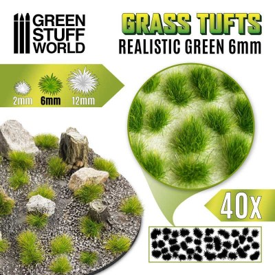 GSW 1245 Grass TUFTS 6mm - Realistic Green (trawki samoprzylepne)