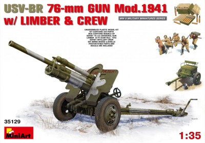 MINIART 35129 1:35 USV-BR 76-mm GUN Mod. 1941 w/LIMBER & CREW