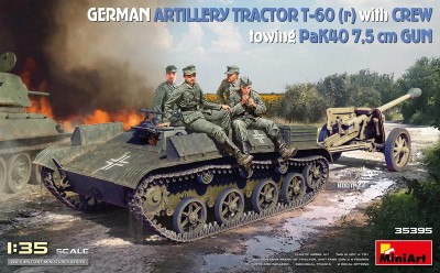 MINIART 35395 1:35 German Artillery Tractor T-60(r) & Crew Towing Pak40 Gun