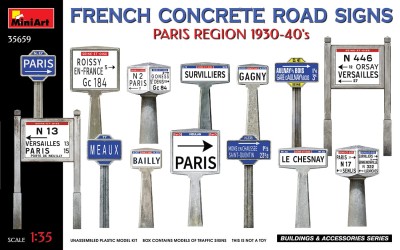 MINIART 35659 1:35 French Concrete Road Signs Paris Region 1930-40's