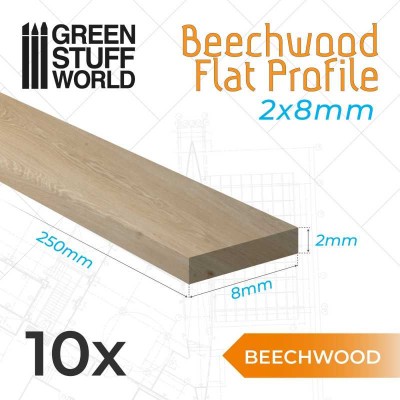 GSW 10893 Beechwood flat profile 8x250mm (op. 10szt)