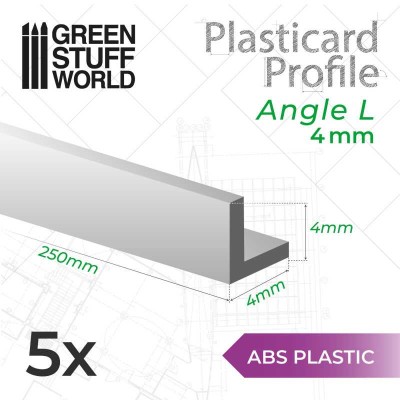 GSW 9125 ABS Plasticard - Profile ANGLE-L 4mm (op. 5szt)