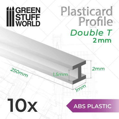 GSW 9232 ABS Plasticard - Profile DOUBLE-T 2mm (op. 10szt) 
