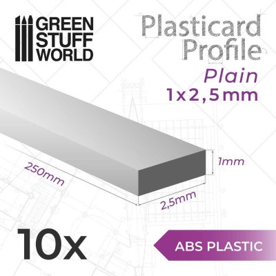 GSW 9195 ABS Plasticard - Profile PLAIN 2.5mm (op. 10szt)