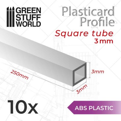 GSW 9117 ABS Plasticard - Profile SQUARED TUBE 3mm (op. 10szt)