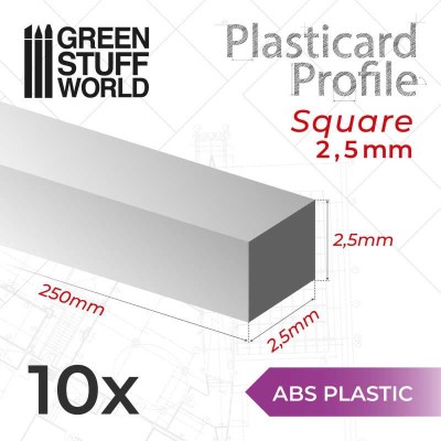 GSW 9244 ABS Plasticard - Profile SQUARED ROD 2,5mm (op. 10szt) 