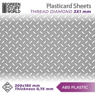 GSW 1100 ABS Plasticard - Thread DIAMOND Textured Sheet - A4