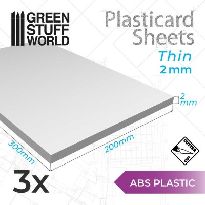 GSW 9108 ABS Plasticard A4 - 2mm Thin COMBO (op. 3szt)