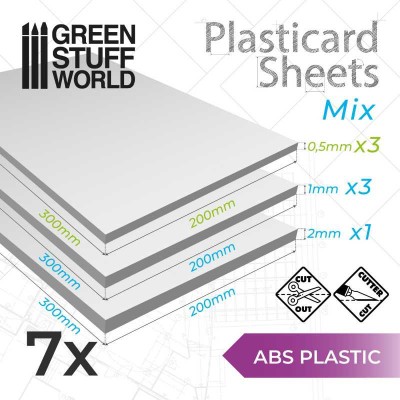 GSW 9110 ABS Plasticard A4 - MIX Variety 7 sheets pack