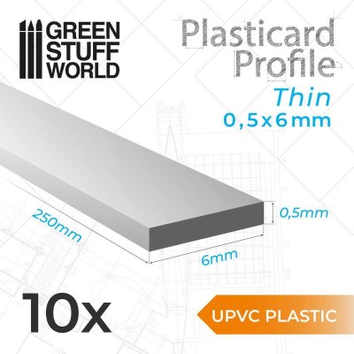 GSW 10837 uPVC Plasticard Profile - THIN 0,50x6mm (op. 10szt)