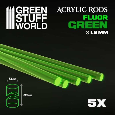 GSW 9248 Acrylic Rods - Round 1.6mm Fluor GREEN (akrylowe pręty) 