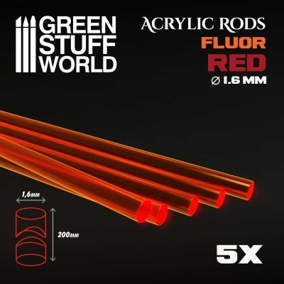 GSW 9250 Acrylic Rods - Round 1.6mm Fluor RED-ORANGE (akrylowe pręty)
