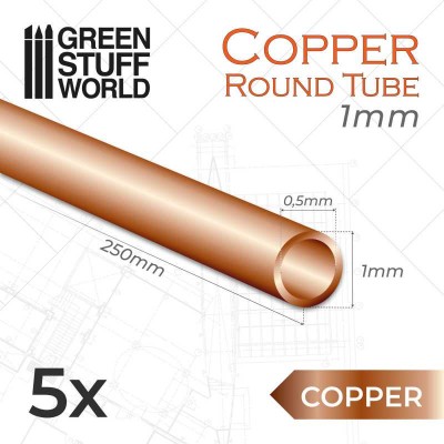 GSW 11046 Round COPPER tube 1mm (op. 5szt) (rurka miedziana)