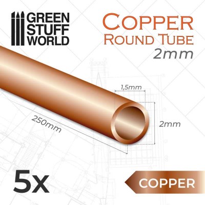 GSW 11048 Round COPPER tube 2mm (op. 5szt) (rurka miedziana) 