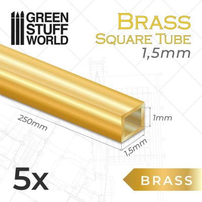 GSW 11043 Square BRASS Tube 1,5mm (op. 5szt) (rurki mosiężne)