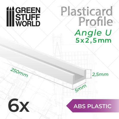 GSW 12279 ABS Plasticard - Profile U-PROFILE 5x2,5mm (op. 6szt) 