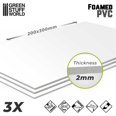 GSW 9306 Foamed PVC 2mm - 200x300mm (op. 3szt) (podstawa do dioram)