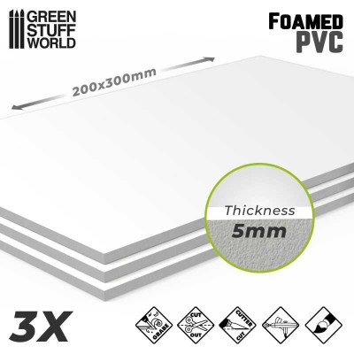 GSW 9307 Foamed PVC 5mm - 200x300mm (op. 3szt) (podstawa do dioram)
