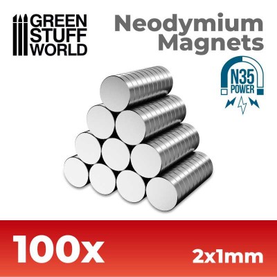 GSW 11599 Neodymium Magnets 2x1mm - 100 units (N35)