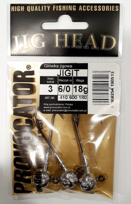 GŁÓWKA JIGOWA PROVOCATOR hak nr 6/0 waga 18g opak. 3szt
