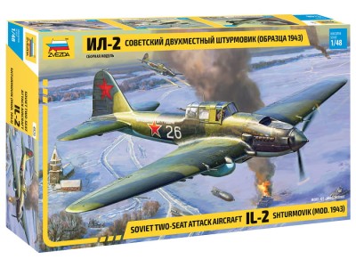 ZVEZDA 4826 1:48 Soviet Two-seat Attack Aircraft IL-2 Shturmovik (Mod.1943) 