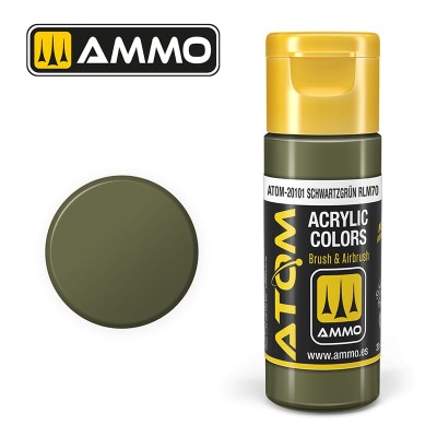 AMMO 20101 ATOM COLOR Schwartzgrün RLM70 20ml (FS34052-RAL7022) (Black green) 