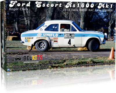 BELKITS BEL007 1:24 FORD Escort MK.I 1972 Daily Mirror RAC Rally Winner
