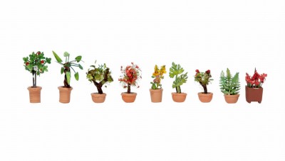 NOCH 14082  Ornamental Plants in Pots (SET 9pcs) (Rośliny Ozdobne W Doniczkach)