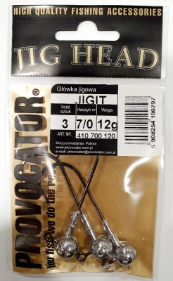GŁÓWKA JIGOWA PROVOCATOR hak nr 7/0 waga 12g opak. 3szt